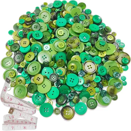 500-700 PCS Various Size Buttons for Crafts Various Shapes Color Sewing Craft Kids Handmade Button Painting DIY Ornament with 60" Long Soft Ruler